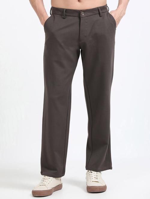 men solid mid rise straight fit chinos - 22052480 - Standard Image - 0