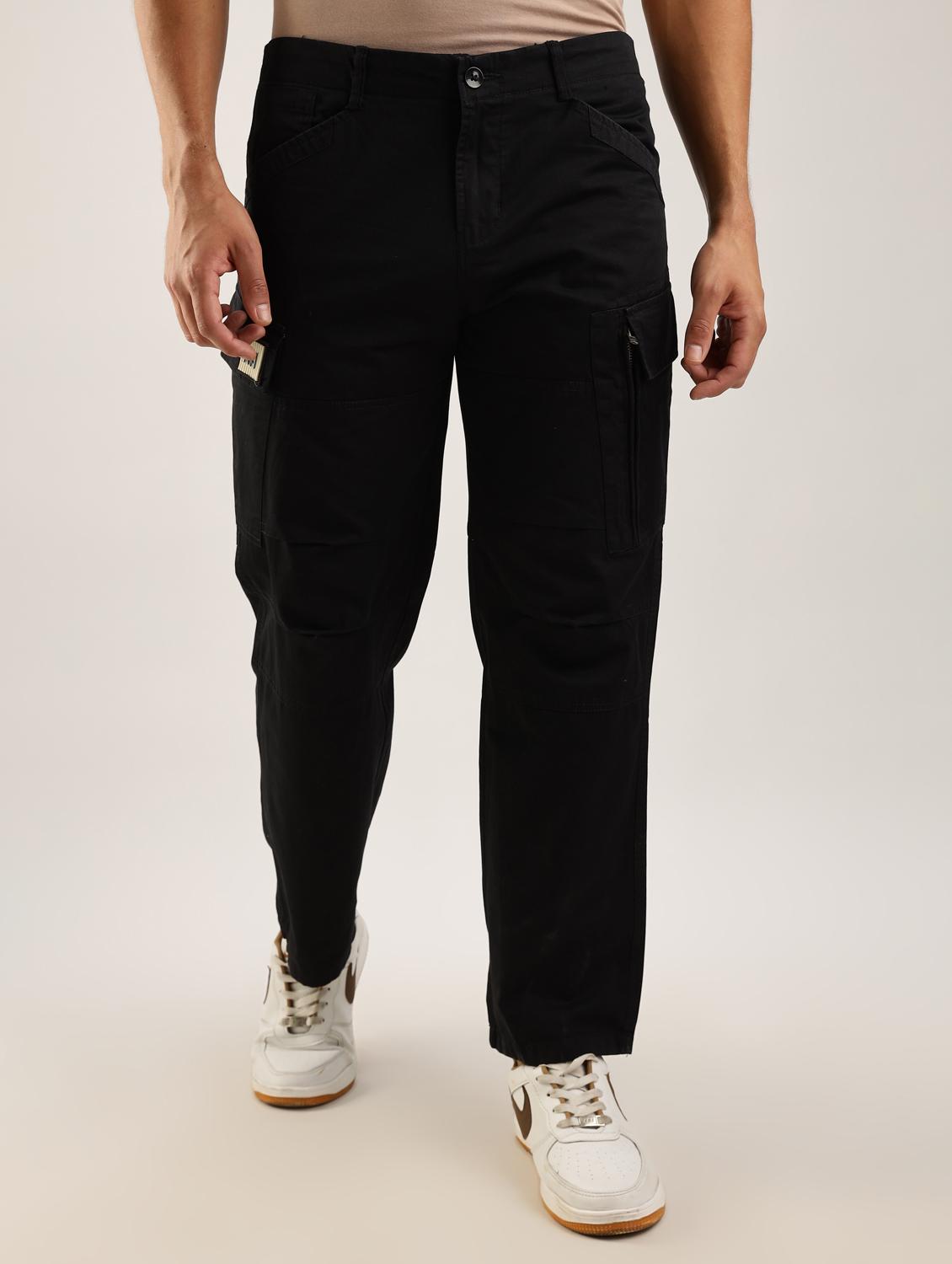  men solid mid rise regular fit cargo - 22052602 -  Standard Image - 1