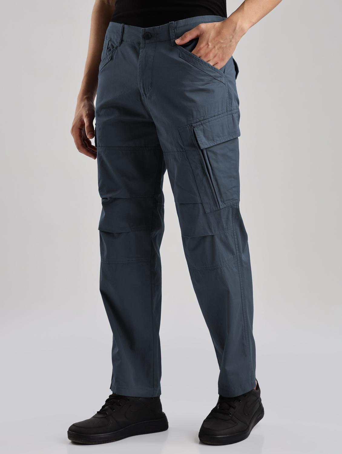 men solid mid rise regular fit cargo - 22052603 - Standard Image - 1