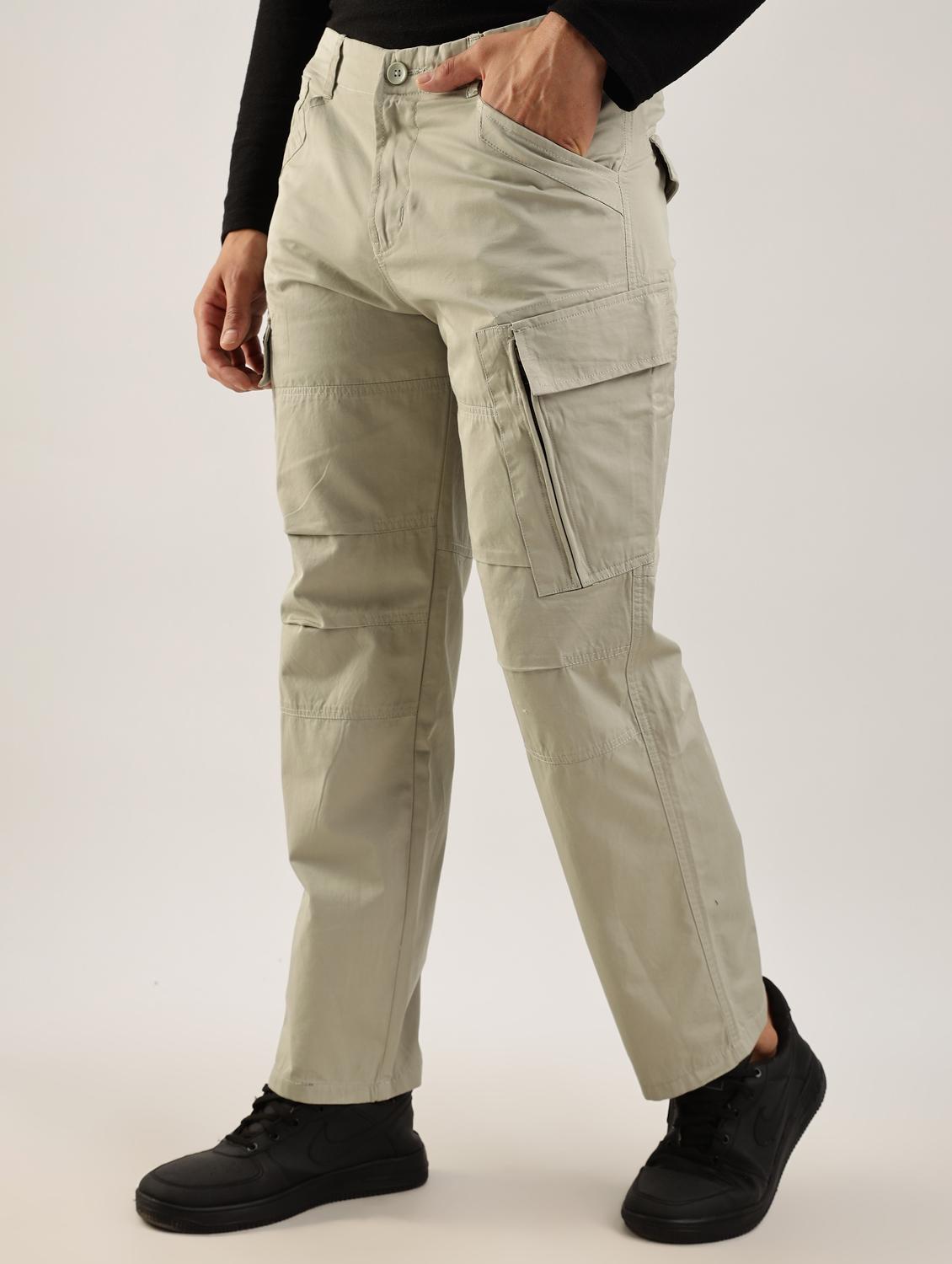 men solid mid rise regular fit cargo - 22052604 - Standard Image - 1