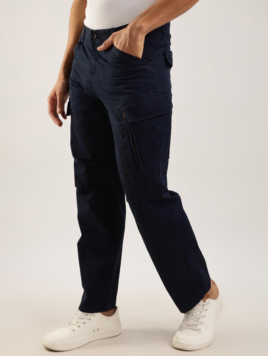 men solid mid rise regular fit cargo - 22052605 - Standard Image - 1