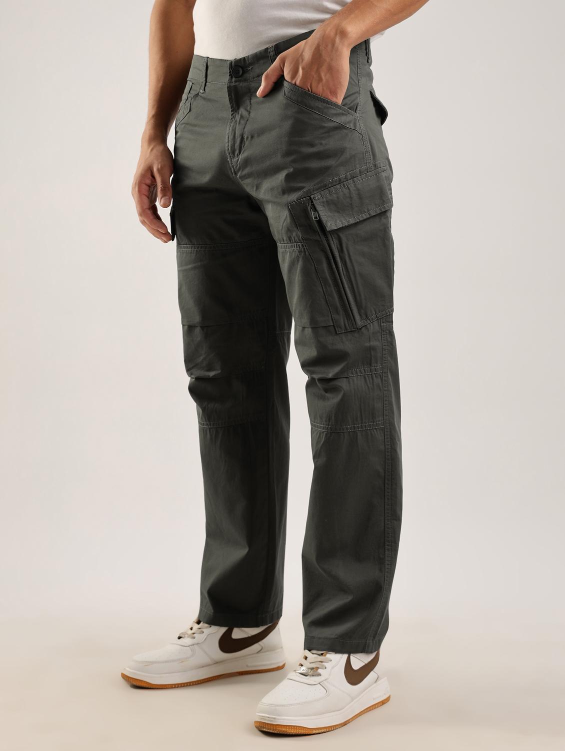 men solid mid rise regular fit cargo - 22052606 - Standard Image - 1