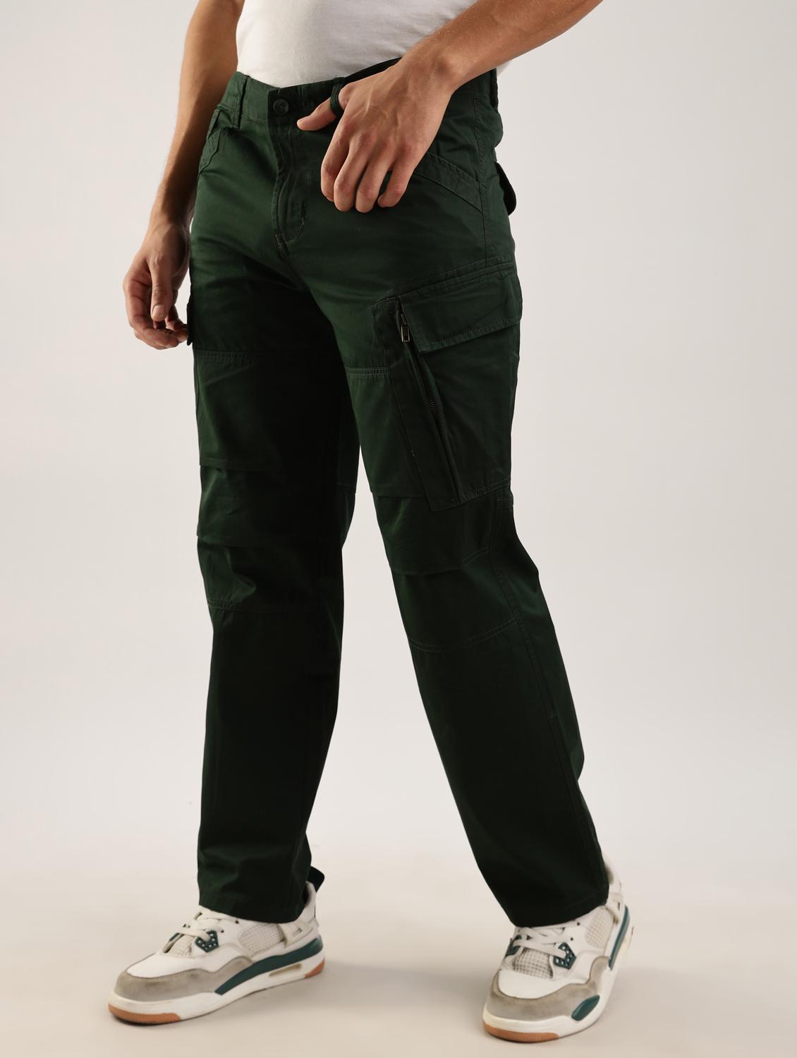 men solid mid rise regular fit cargo - 22052609 - Standard Image - 1
