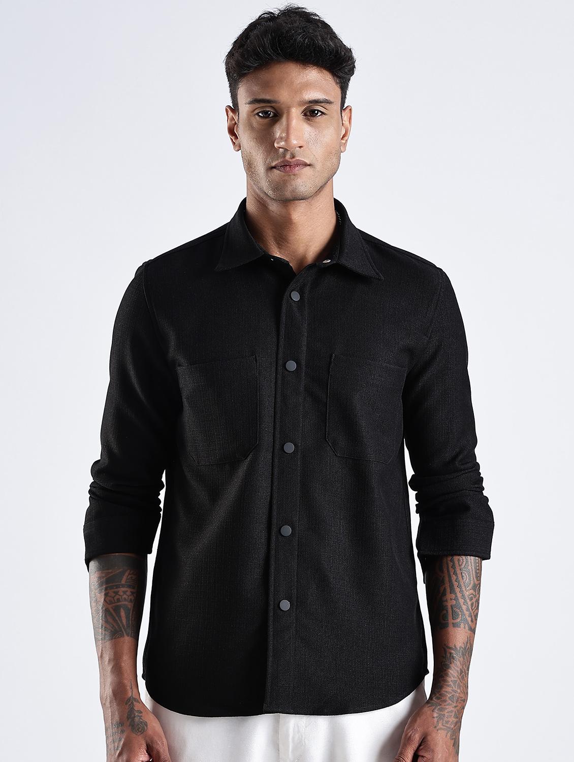 men solid collared long sleeve regular fit shirt - 22052610 - Standard Image - 1