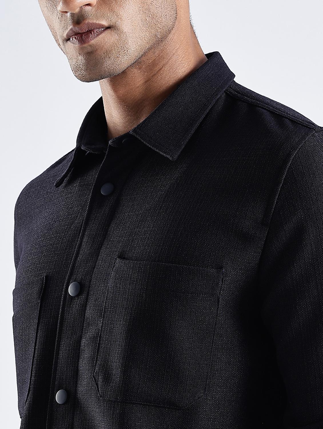 men solid collared long sleeve regular fit shirt - 22052611 - Standard Image - 1