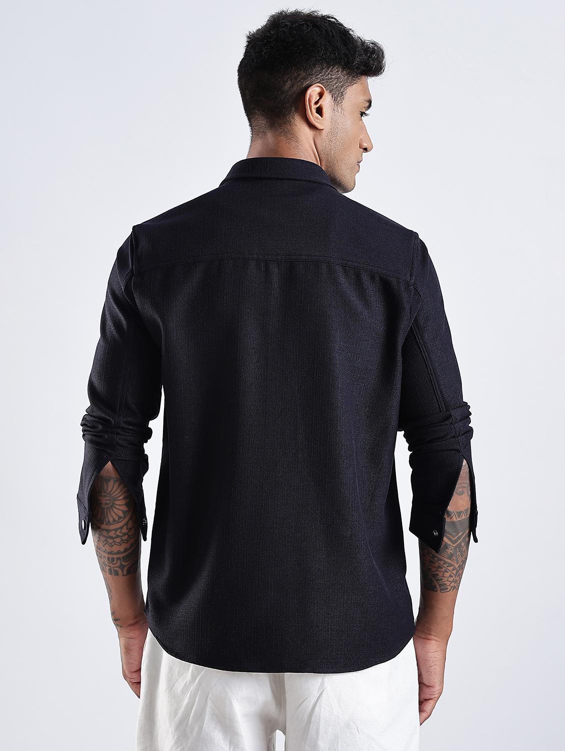 men solid collared long sleeve regular fit shirt - 22052611 - Standard Image - 4