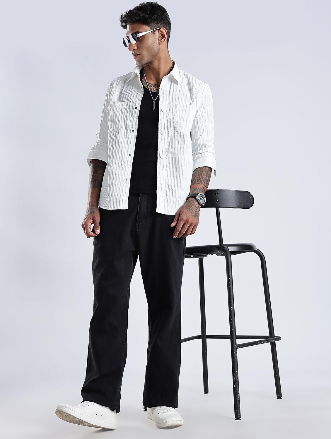 men solid collared long sleeve regular fit shirt - 22052613 - Standard Image - 1