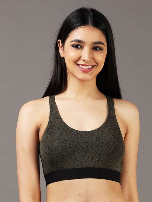 women printed racerback sports bra - 22052662 -  Standard Image - 0