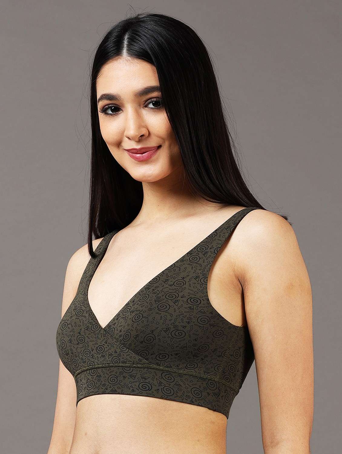 women printed non padded sports bra - 22052675 - Standard Image - 1