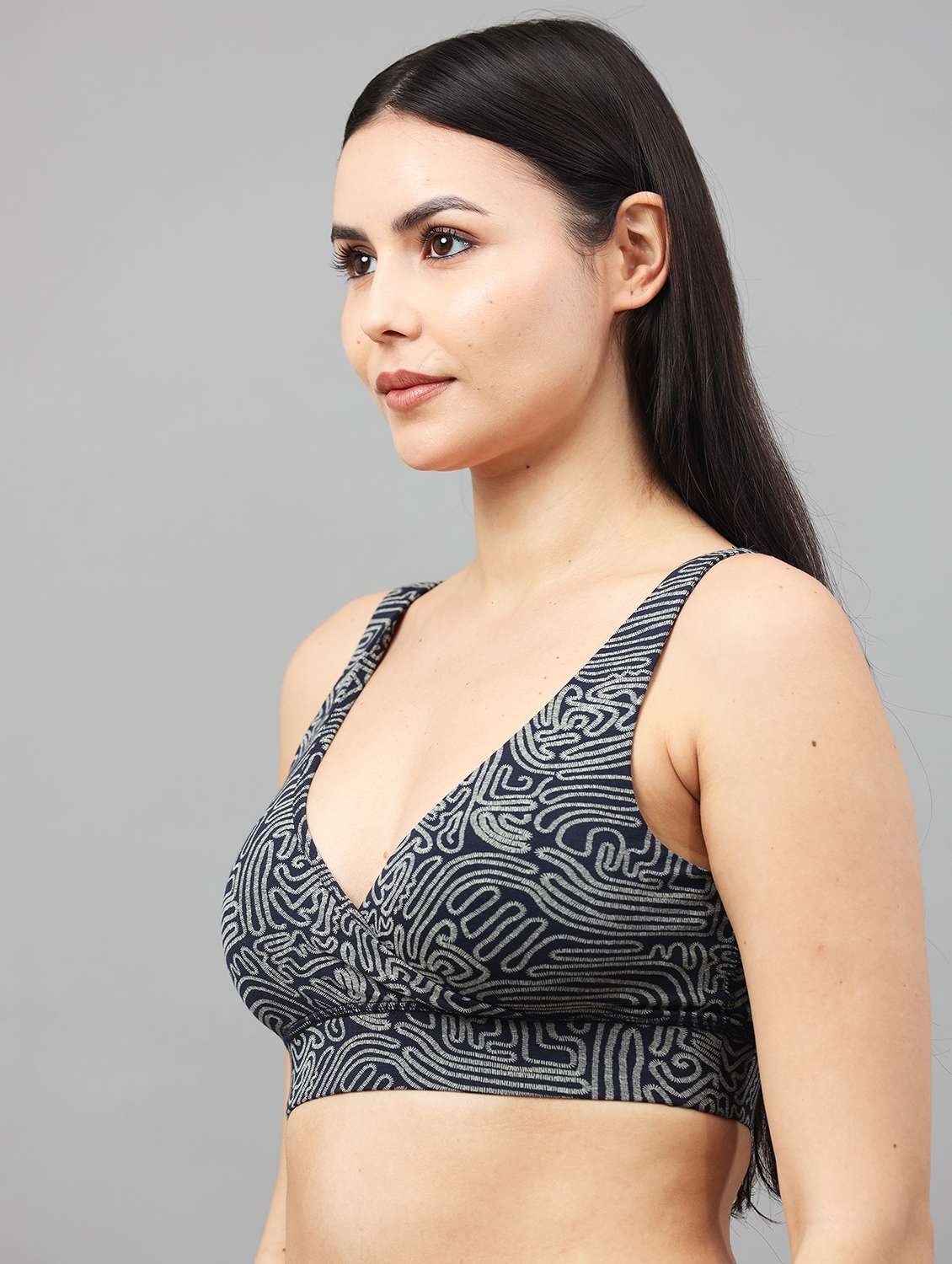 women printed non padded sports bra - 22052677 - Standard Image - 1