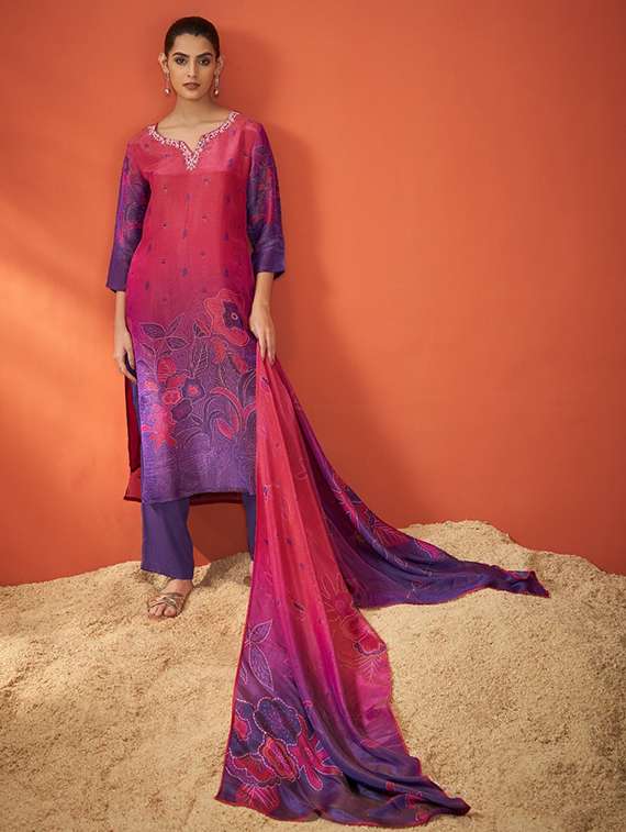 women three quarter sleeve kurta pant with dupatta set