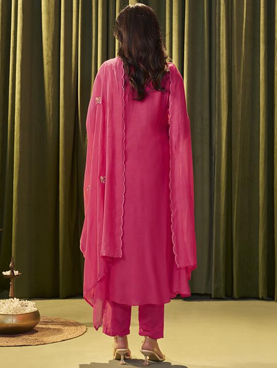 women three quarter sleeve kurta pant with dupatta set - 22052720 - Standard Image - 1