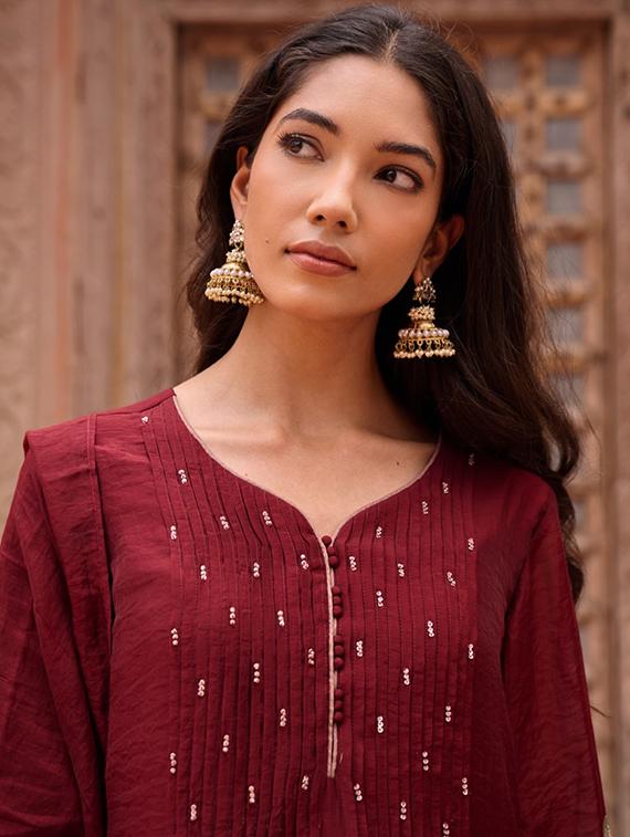 women embroidered long sleeve kurta pant with dupatta set - 22052723 - Standard Image - 4
