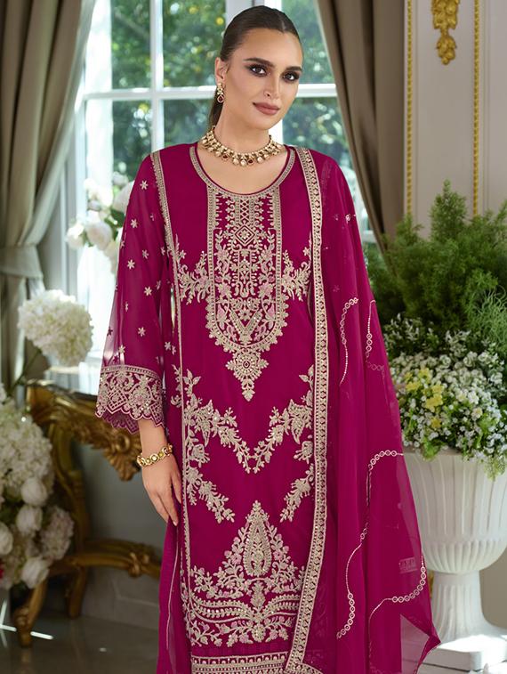 women solid with work long sleeve kurta pant with dupatta set - 22052727 - Standard Image - 4