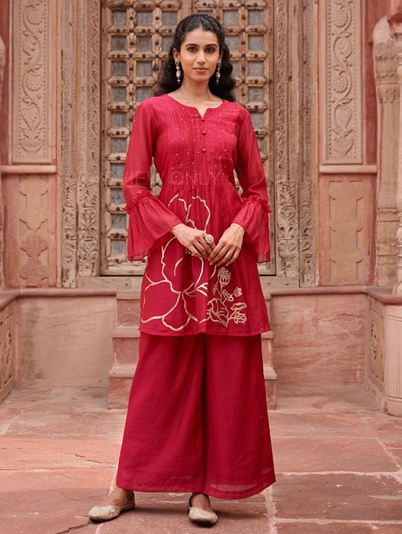 women embroidered long sleeve kurta palazzo with dupatta set - 22052735 - Standard Image - 1