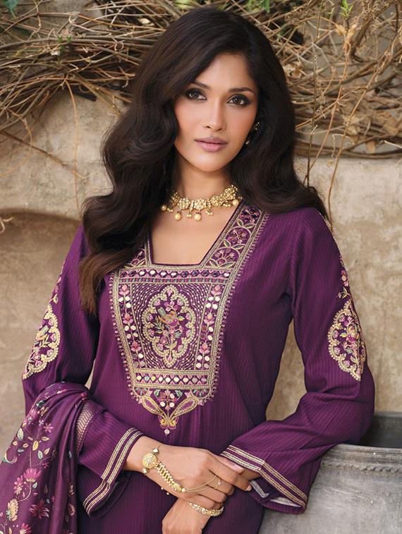 women embroidered long sleeve kurta pant with dupatta set - 22052738 - Standard Image - 1