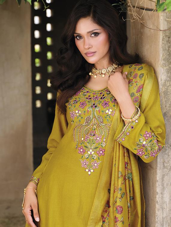women embroidered long sleeve kurta pant with dupatta set - 22052740 - Standard Image - 1