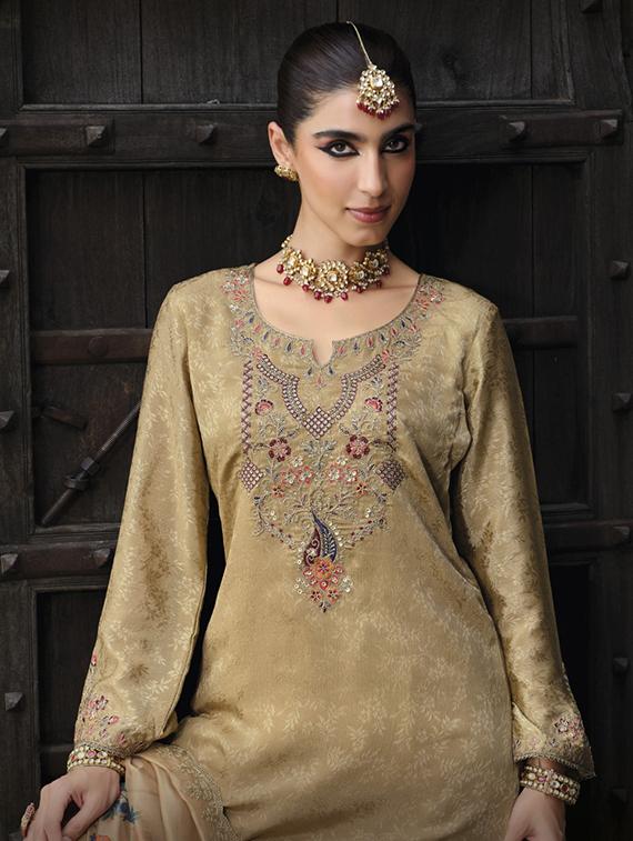 women embroidered long sleeve kurta palazzo with dupatta set - 22052744 - Standard Image - 1