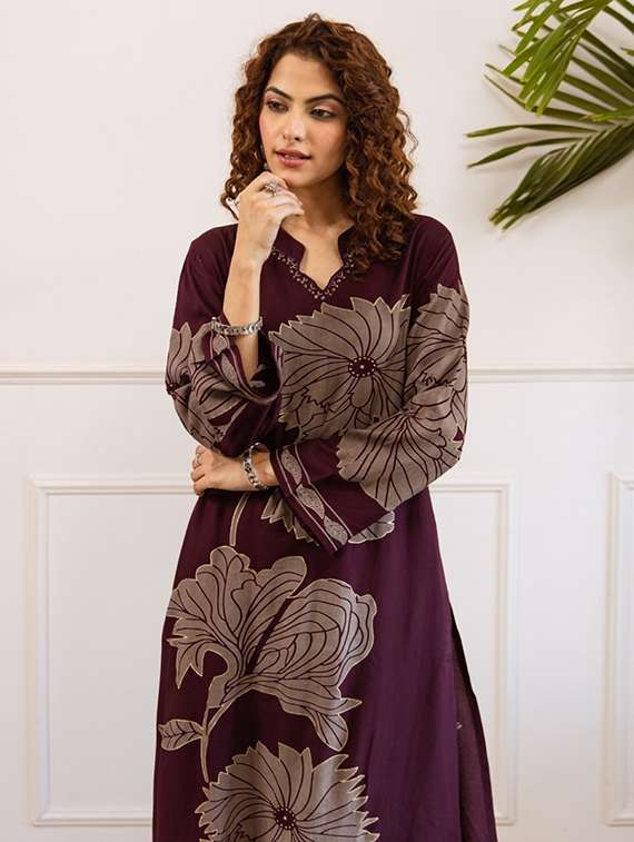 women floral printed long sleeve kurta palazzo set - 22052751 - Standard Image - 4