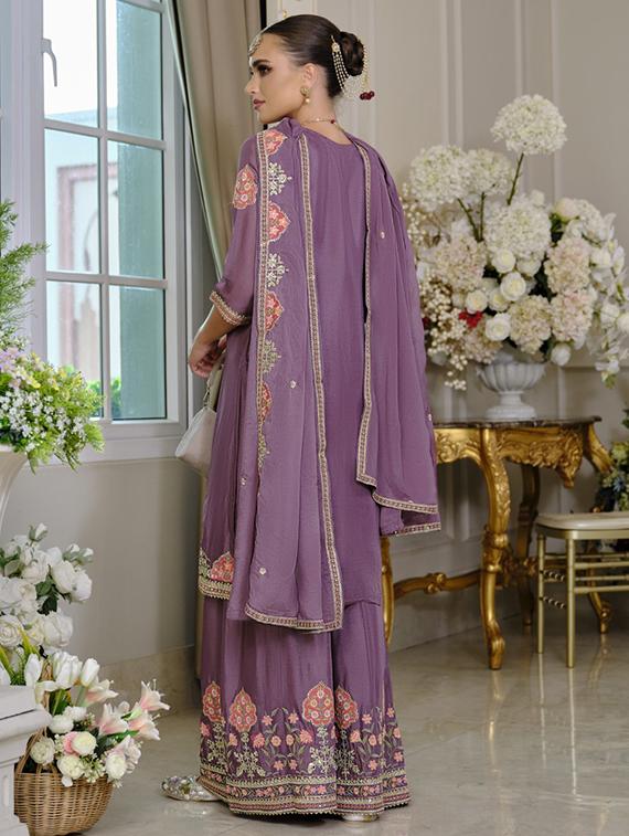 women three quarter sleeve kurta sharara with dupatta set - 22052757 - Standard Image - 4