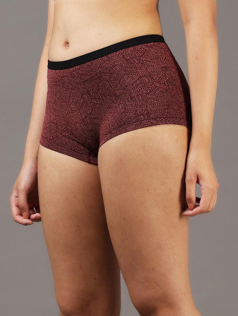 women printed mid rise boy shorts - 22052877 - Standard Image - 1