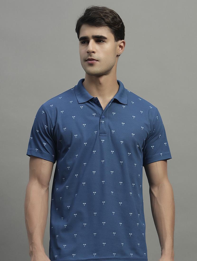 blue polyester all over print tshirt - 22052909 -  Standard Image - 1