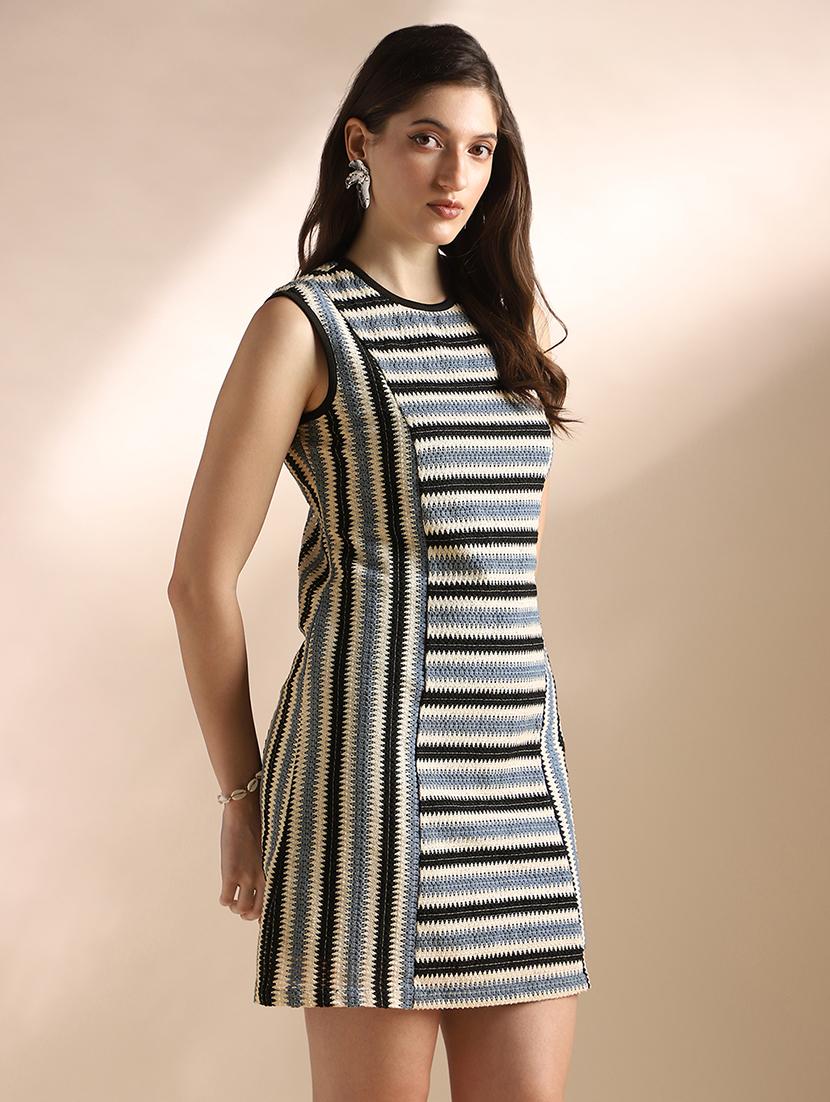 women self designed sleeveless crochet sheath dress - 22052957 - Standard Image - 1