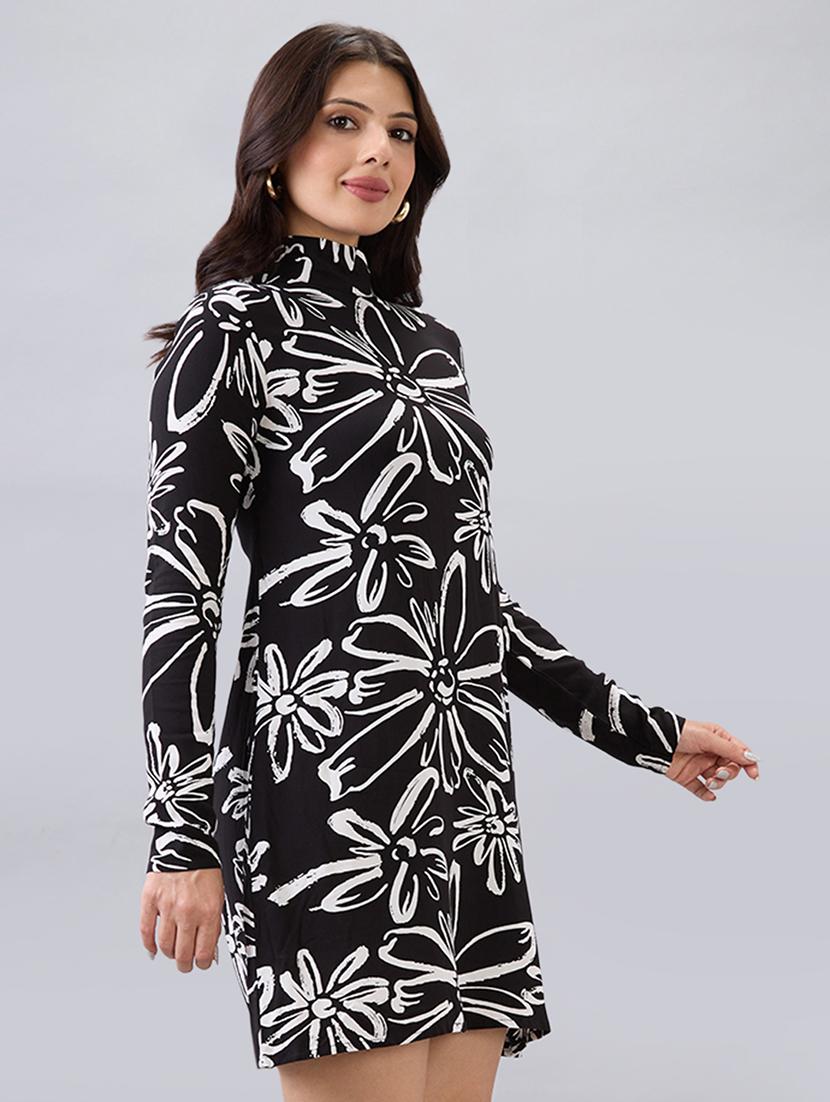 women black printed long sleeve sheath dress - 22052962 - Standard Image - 1