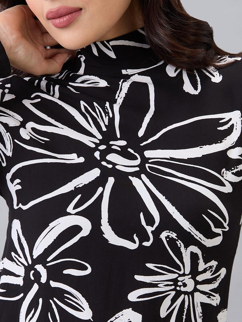 women black printed long sleeve sheath dress - 22052962 - Standard Image - 4