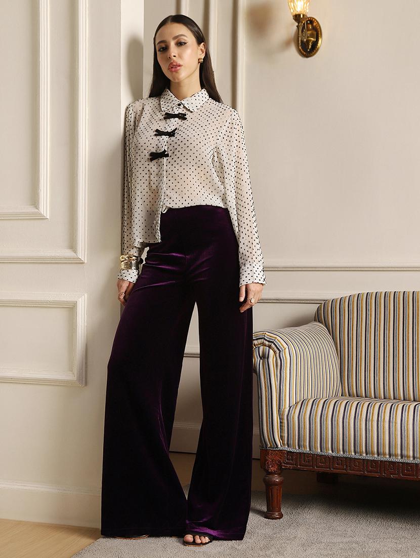 women polka doted collaerd long sleeve shirt - 22052980 - Standard Image - 4