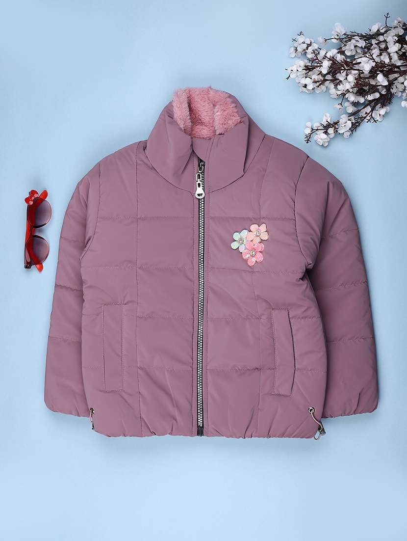 kids solid long sleeve quilted jacket