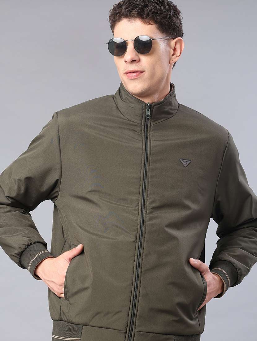 men solid long sleeve regualr fit reversible casual jacket