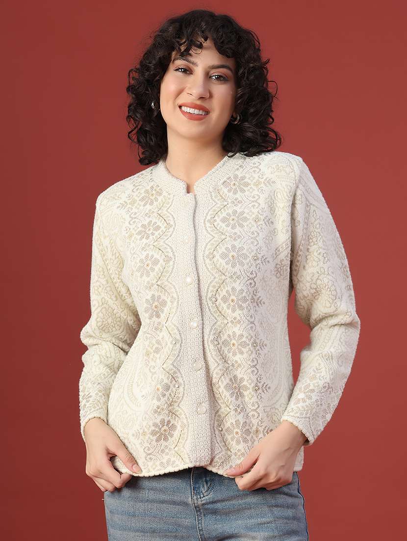 women self design long sleeve cardigan - 22053393 -  Standard Image - 1