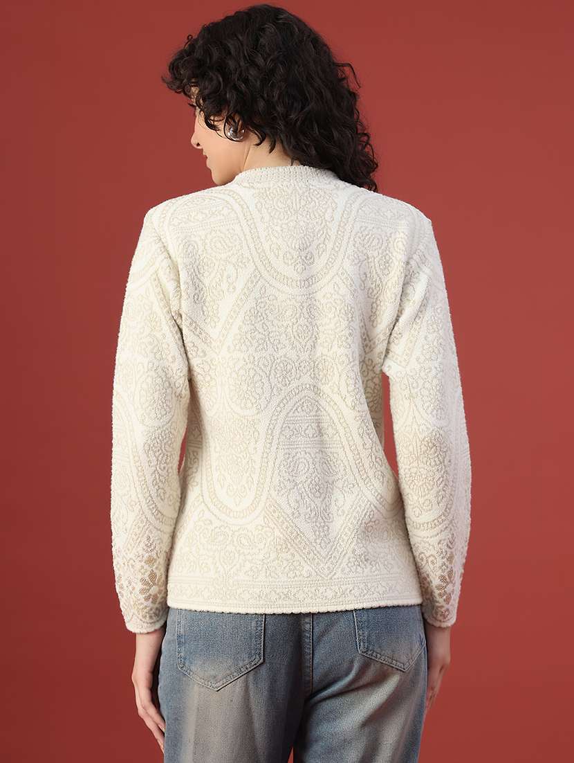 women self design long sleeve cardigan - 22053393 -  Standard Image - 4