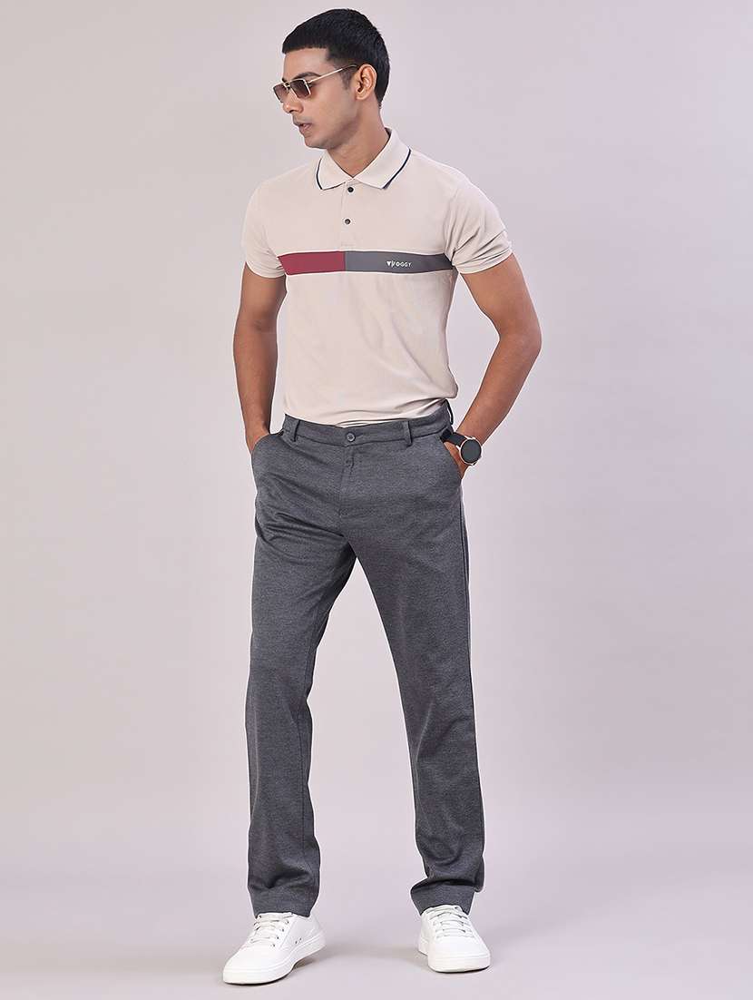 men solid mid rise flat front casual trouser - 22053611 -  Standard Image - 4