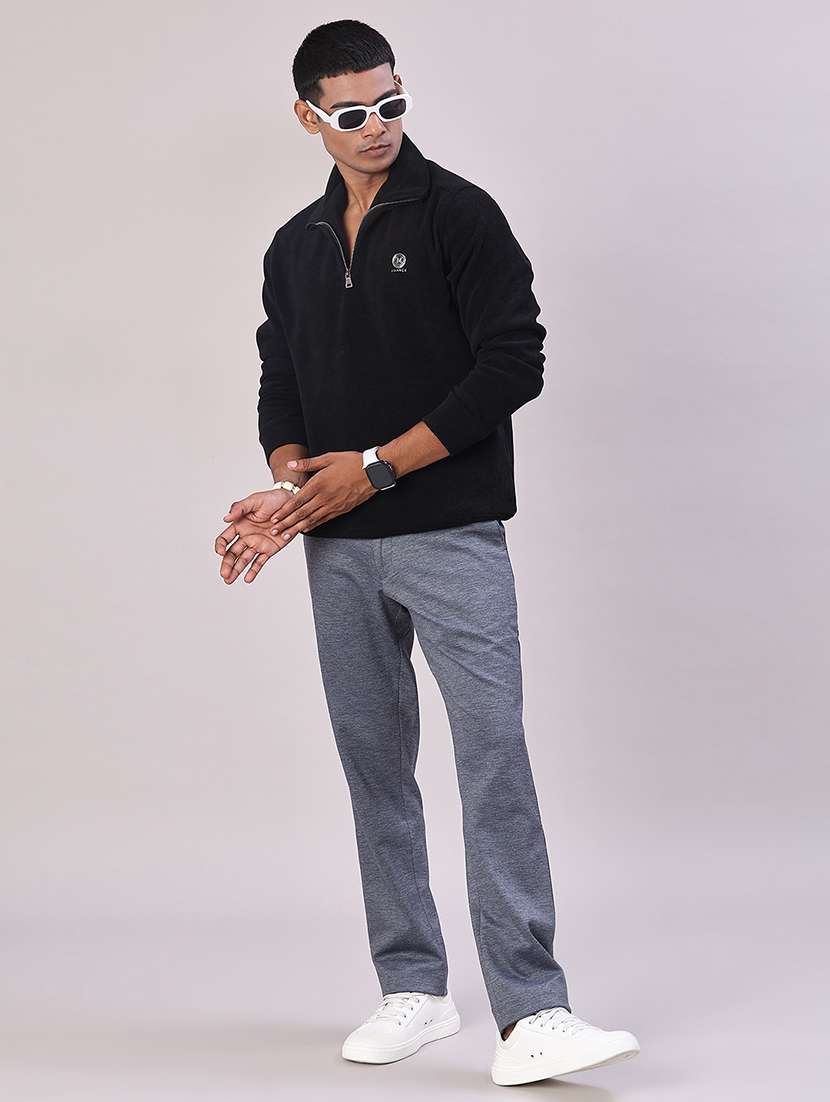 men solid mid rise flat front casual trouser - 22053612 - Standard Image - 4