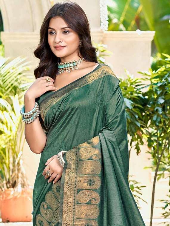 women solid with bordered saree with blouse - 22053670 -  Standard Image - 1
