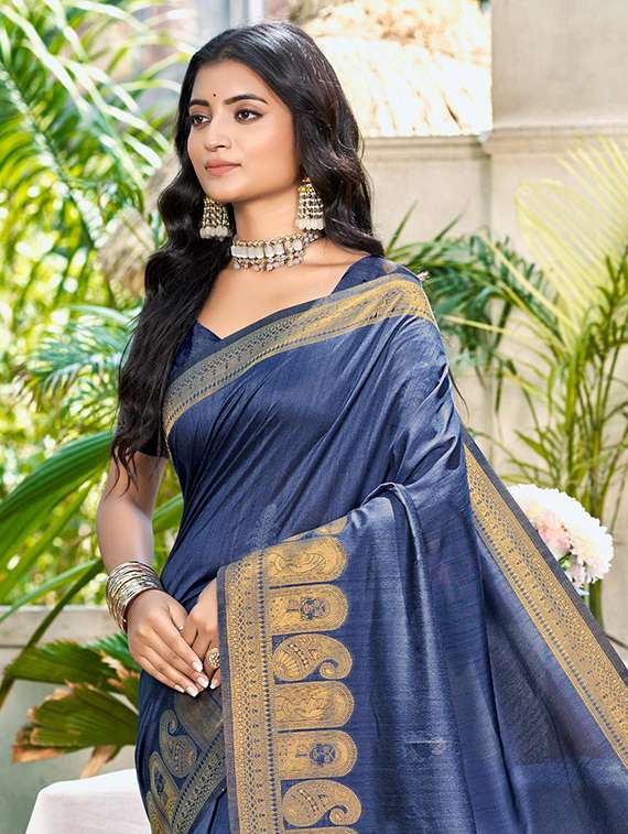 women solid with bordered saree with blouse - 22053671 -  Standard Image - 1