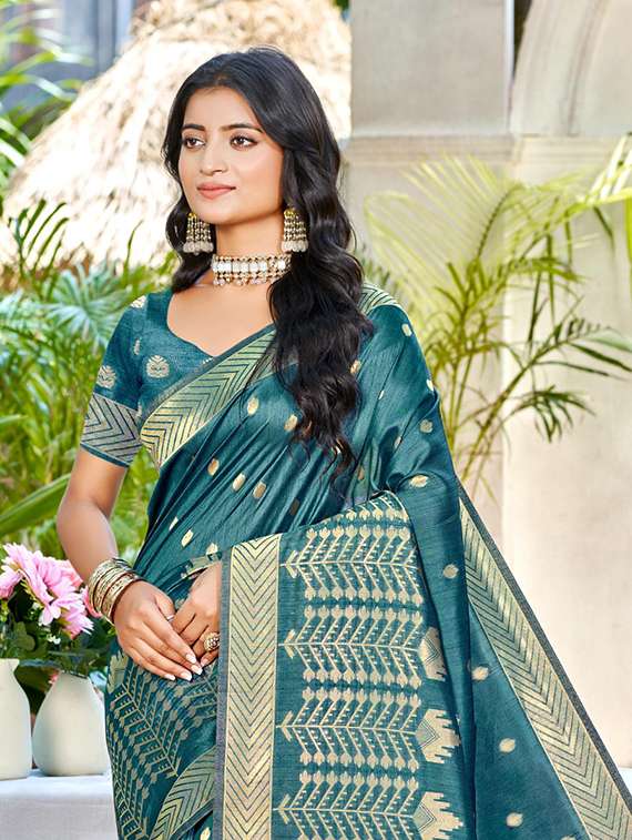 women self design tussar saree with blouse - 22053676 -  Standard Image - 1