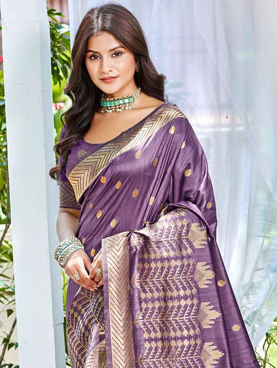 women self design tussar saree with blouse - 22053677 -  Standard Image - 1