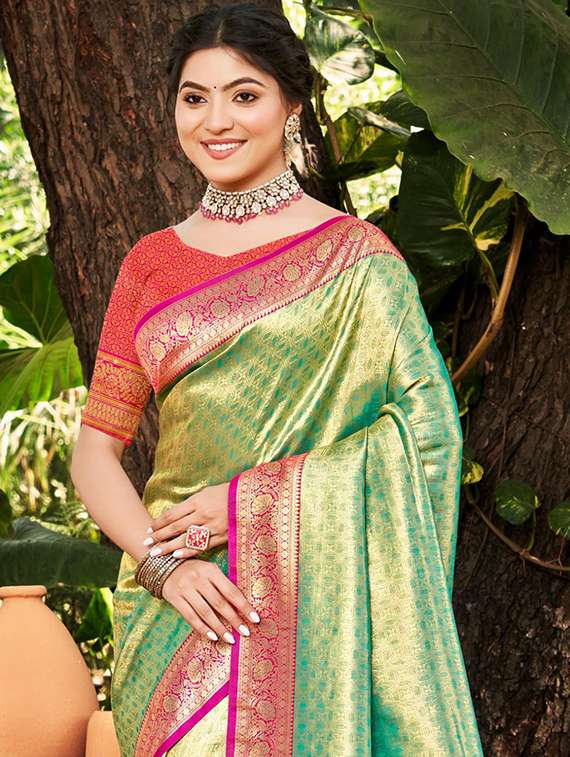 women self design kanjivaram saree with blouse - 22053709 -  Standard Image - 1