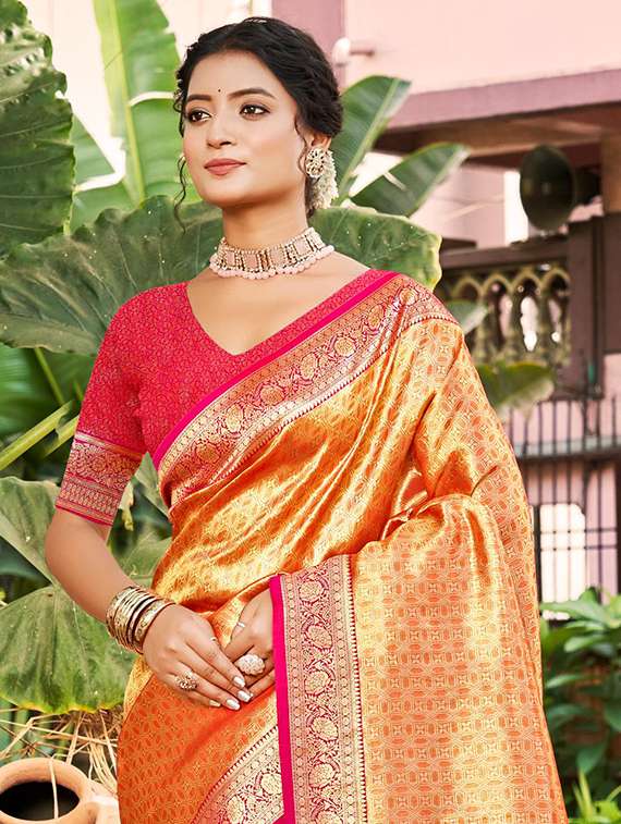 women self design kanjivaram saree with blouse - 22053713 -  Standard Image - 1