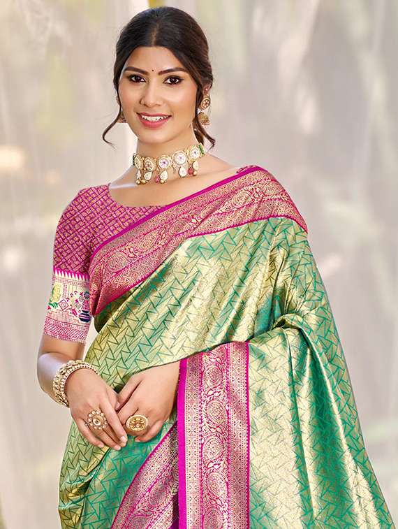 women self design kanjivaram saree with blouse - 22053717 -  Standard Image - 1