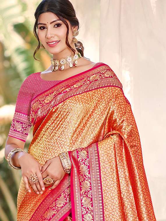 women self design kanjivaram saree with blouse - 22053722 -  Standard Image - 1