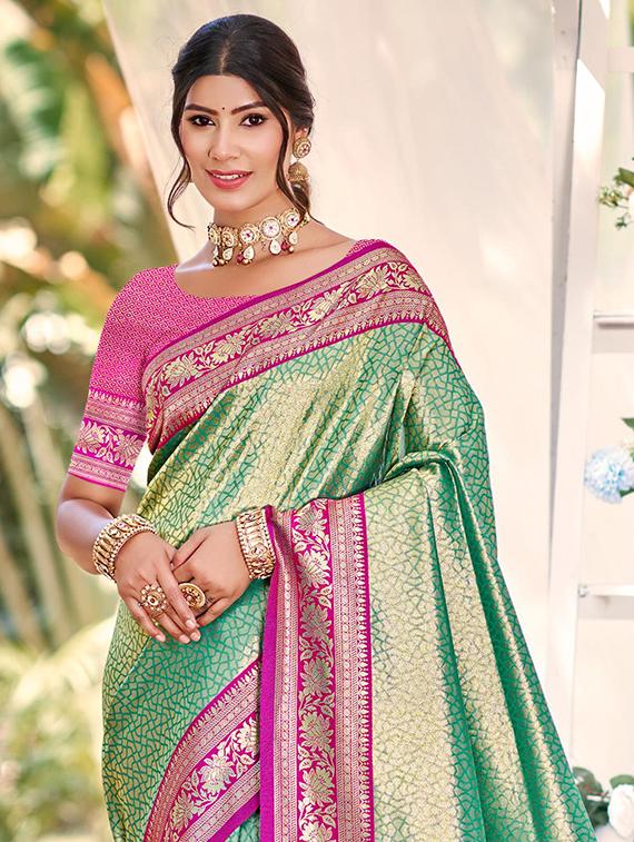 women self design kanjivaram saree with blouse - 22053725 -  Standard Image - 1
