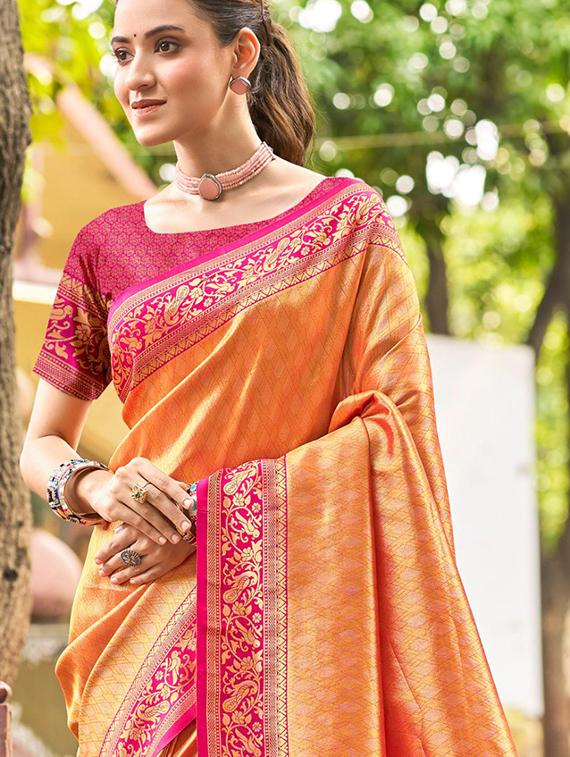 women self design kanjivaram saree with blouse - 22053726 -  Standard Image - 1