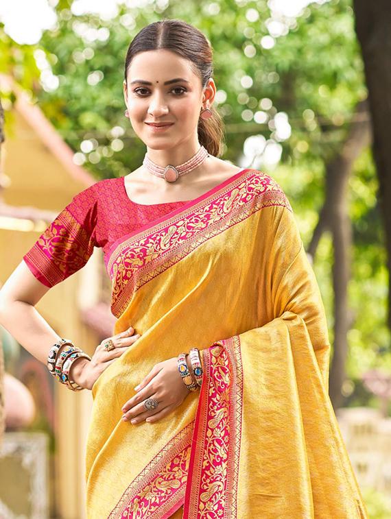 women self design kanjivaram saree with blouse - 22053728 -  Standard Image - 1