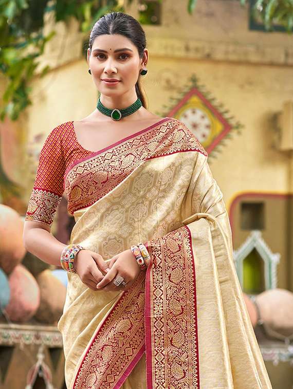 women self design kanjivaram saree with blouse - 22053735 -  Standard Image - 1