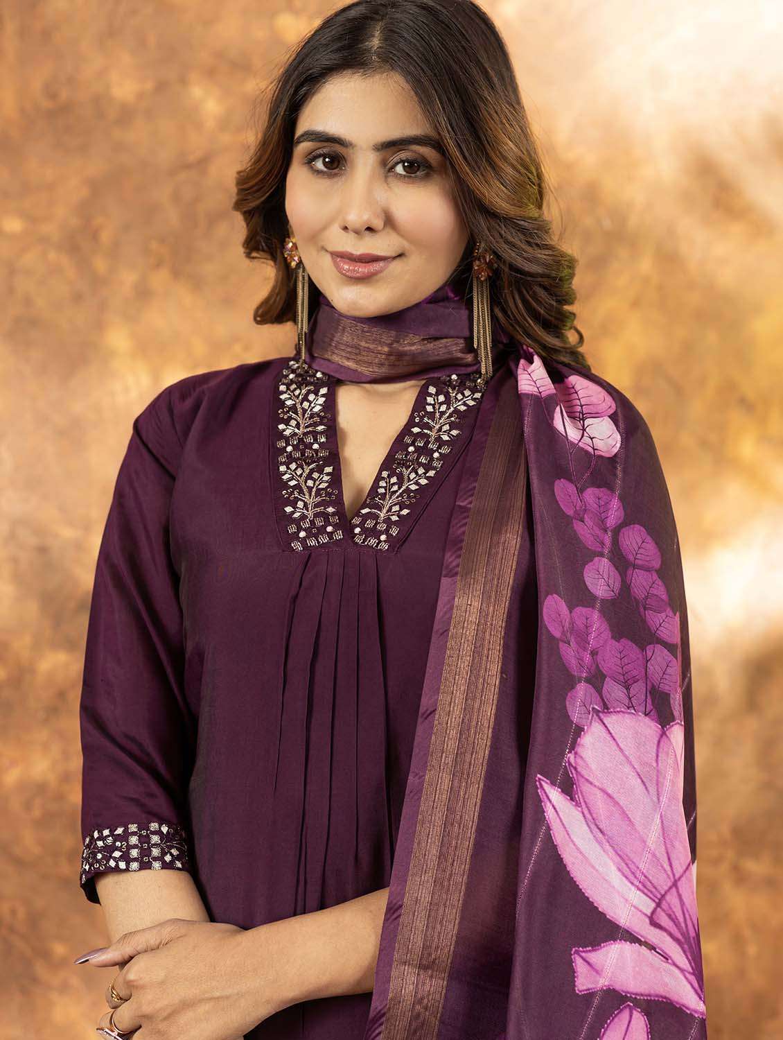 women embroidered three quarter sleeve kurta pant with dupatta set - 22053743 -  Standard Image - 4