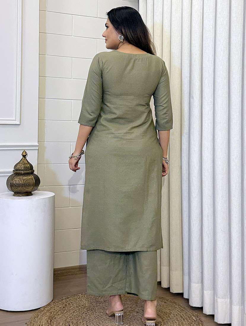 women embroidered three quarter sleeve kurta palazzo with dupatta set - 22053762 - Standard Image - 4